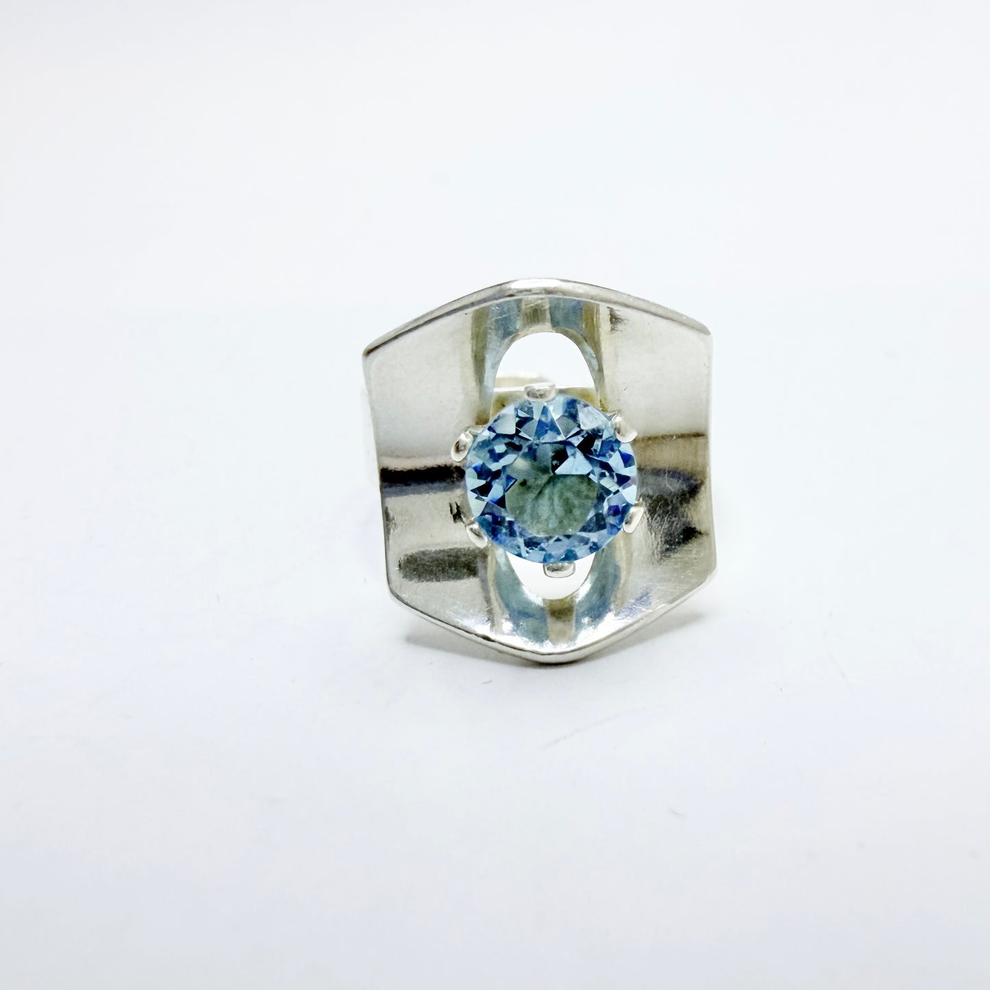 Brofod, Sweden 1975. Vintage Sterling Silver Synthetic Blue Spinel Ring.