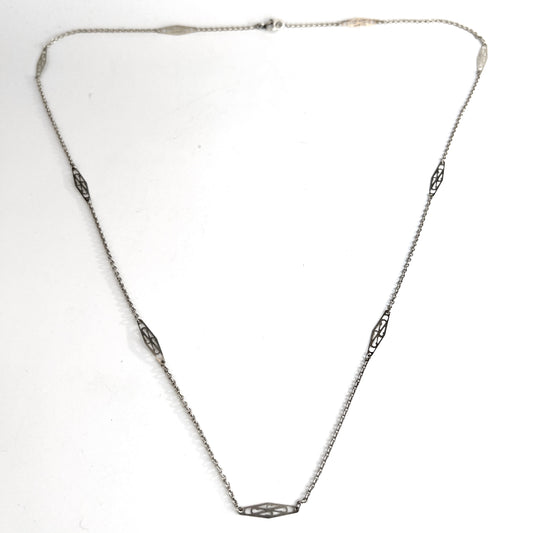 Vicenza, Italy Early 1900s. Solid 835 Silver 29 inch Chain Necklace.