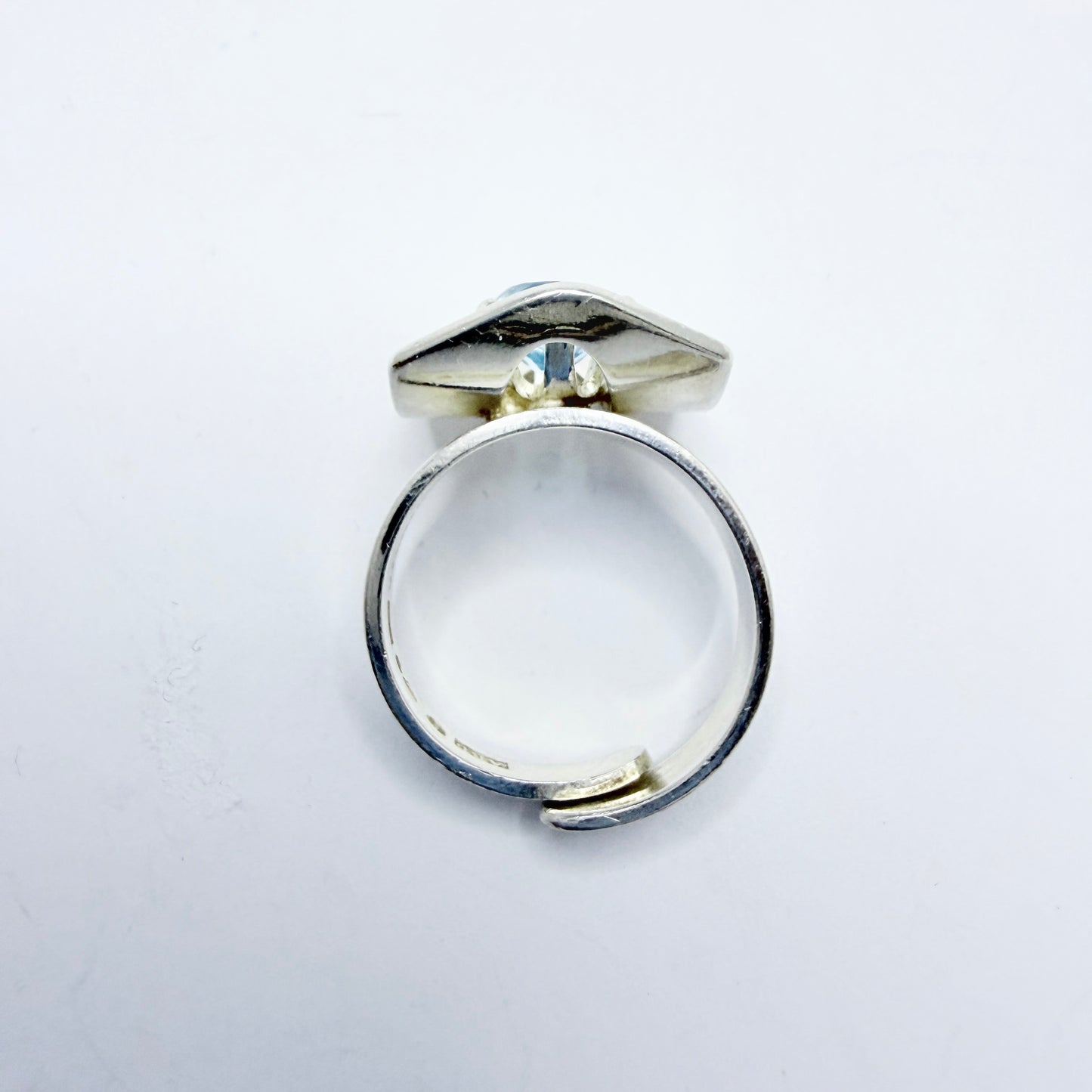 Brofod, Sweden 1975. Vintage Sterling Silver Synthetic Blue Spinel Ring.