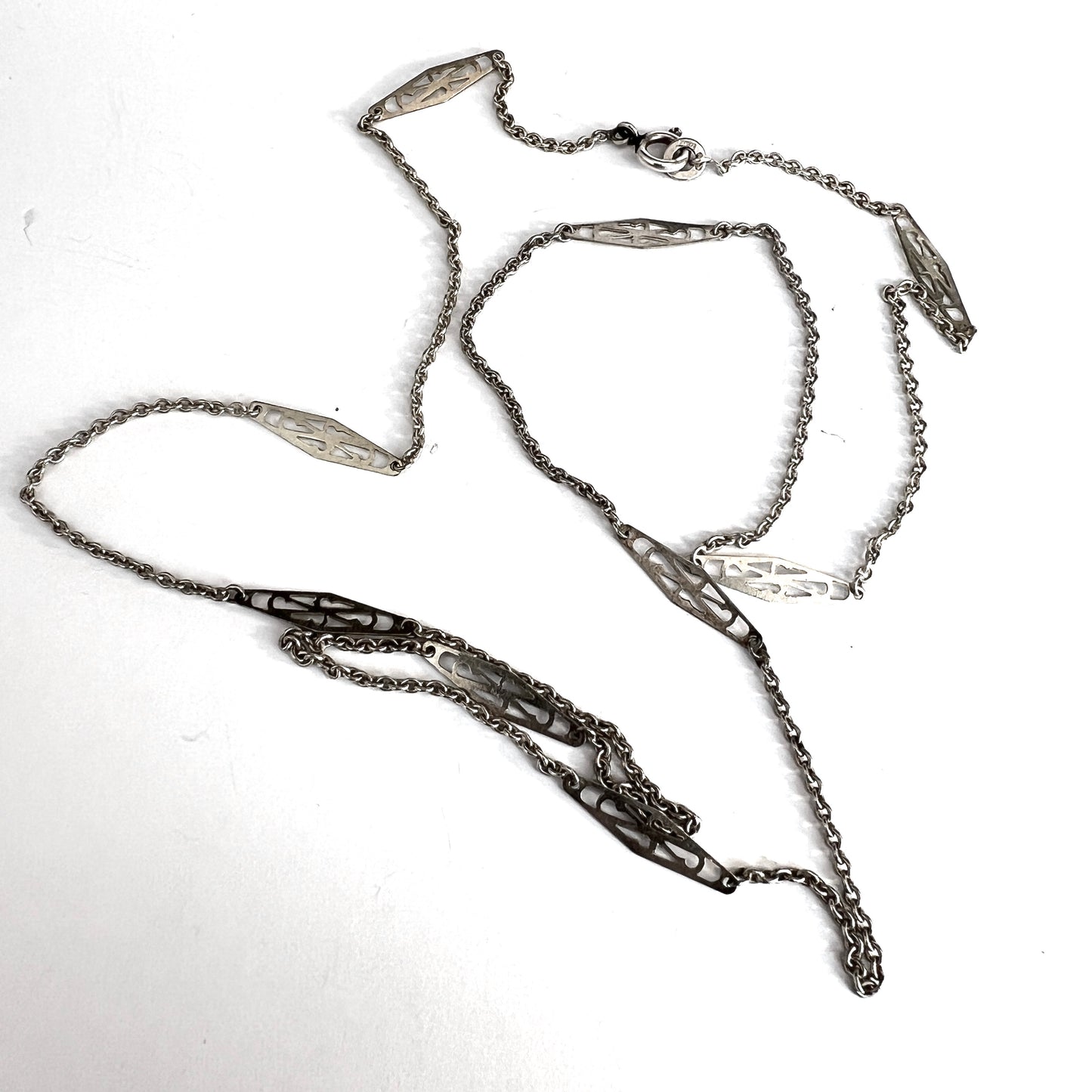 Vicenza, Italy Early 1900s. Solid 835 Silver 29 inch Chain Necklace.