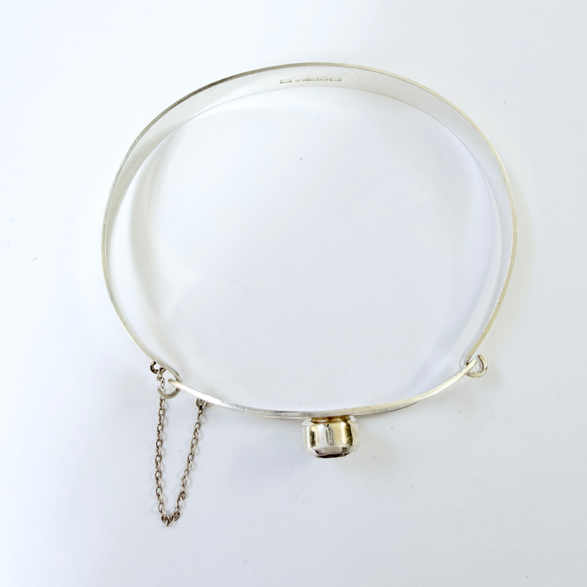 Salovaara, Finland 1973. Vintage Sold Silver Rock Crystal Hinged Bangle Bracelet