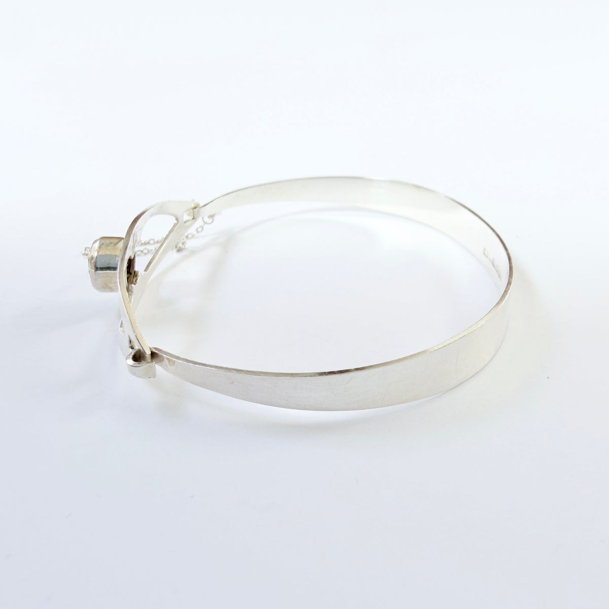 Salovaara, Finland 1973. Vintage Sold Silver Rock Crystal Hinged Bangle Bracelet