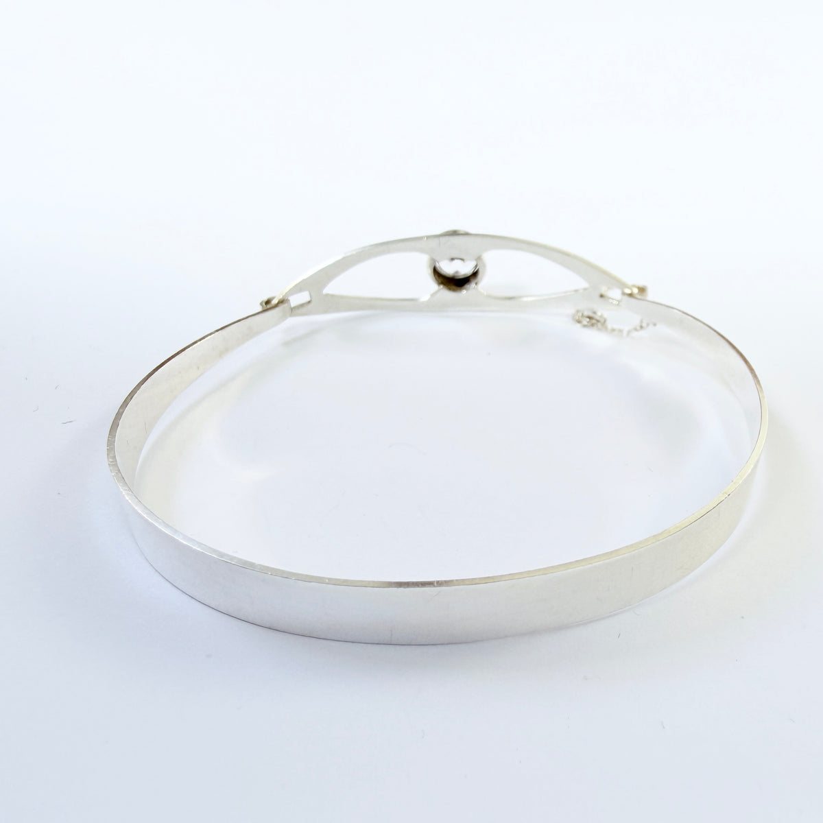 Salovaara, Finland 1973. Vintage Sold Silver Rock Crystal Hinged Bangle Bracelet