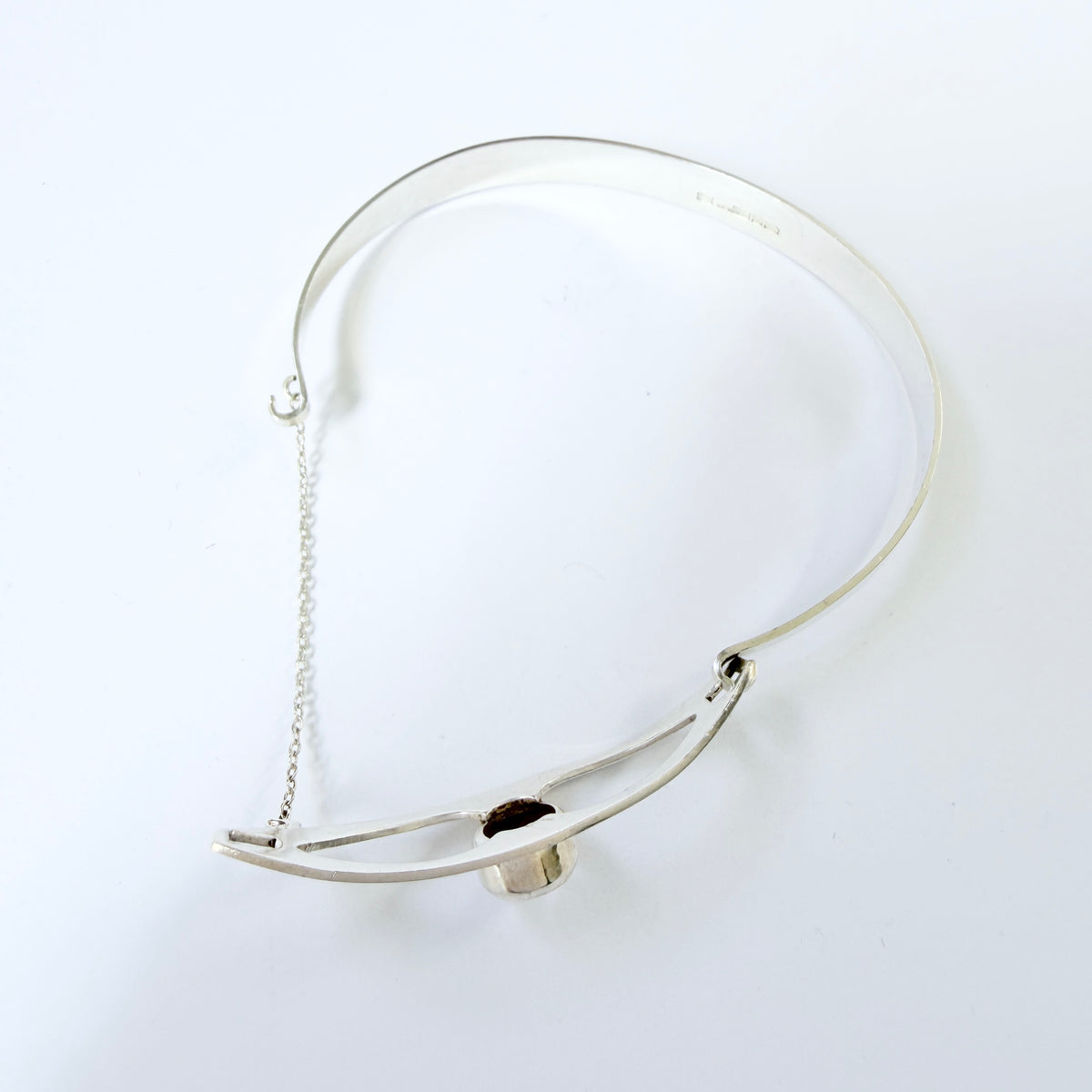 Salovaara, Finland 1973. Vintage Sold Silver Rock Crystal Hinged Bangle Bracelet