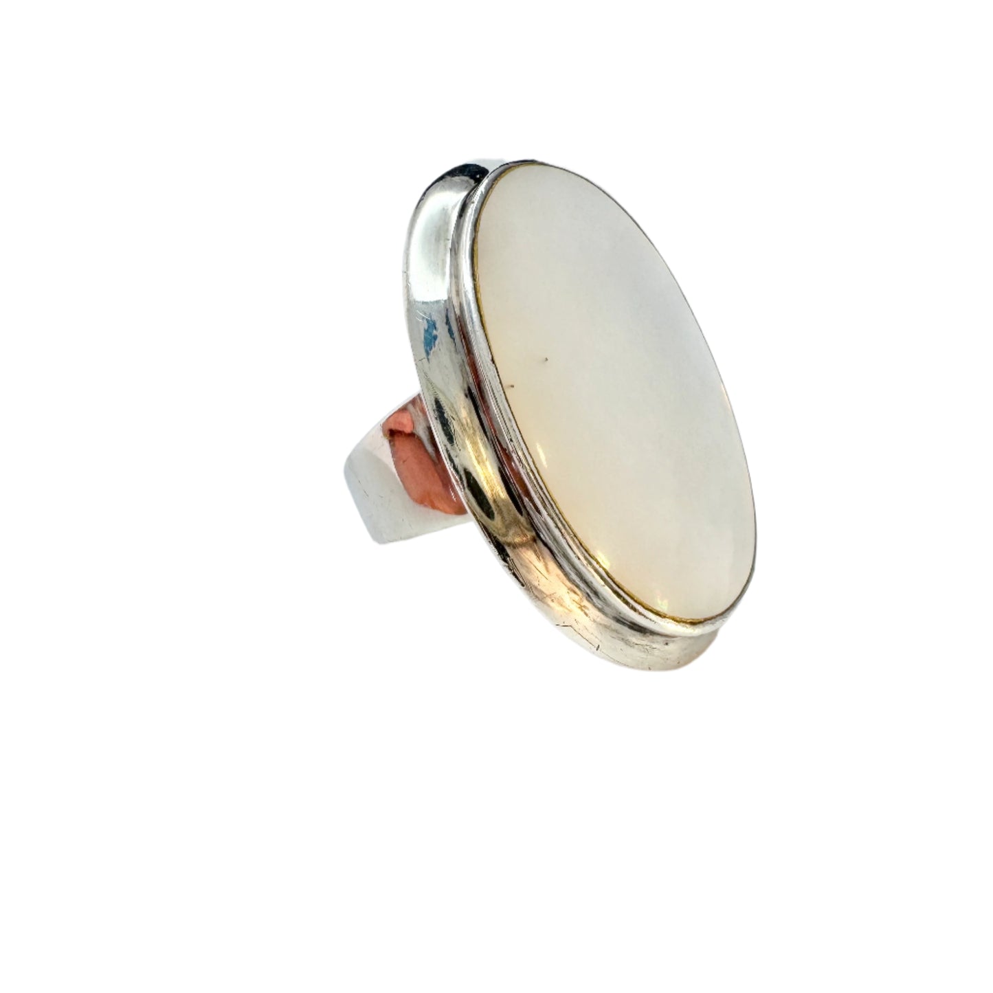 Bold Sterling Silver Mother of Pearl Ring.