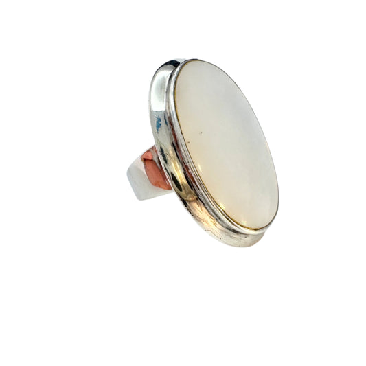 Bold Sterling Silver Mother of Pearl Ring.