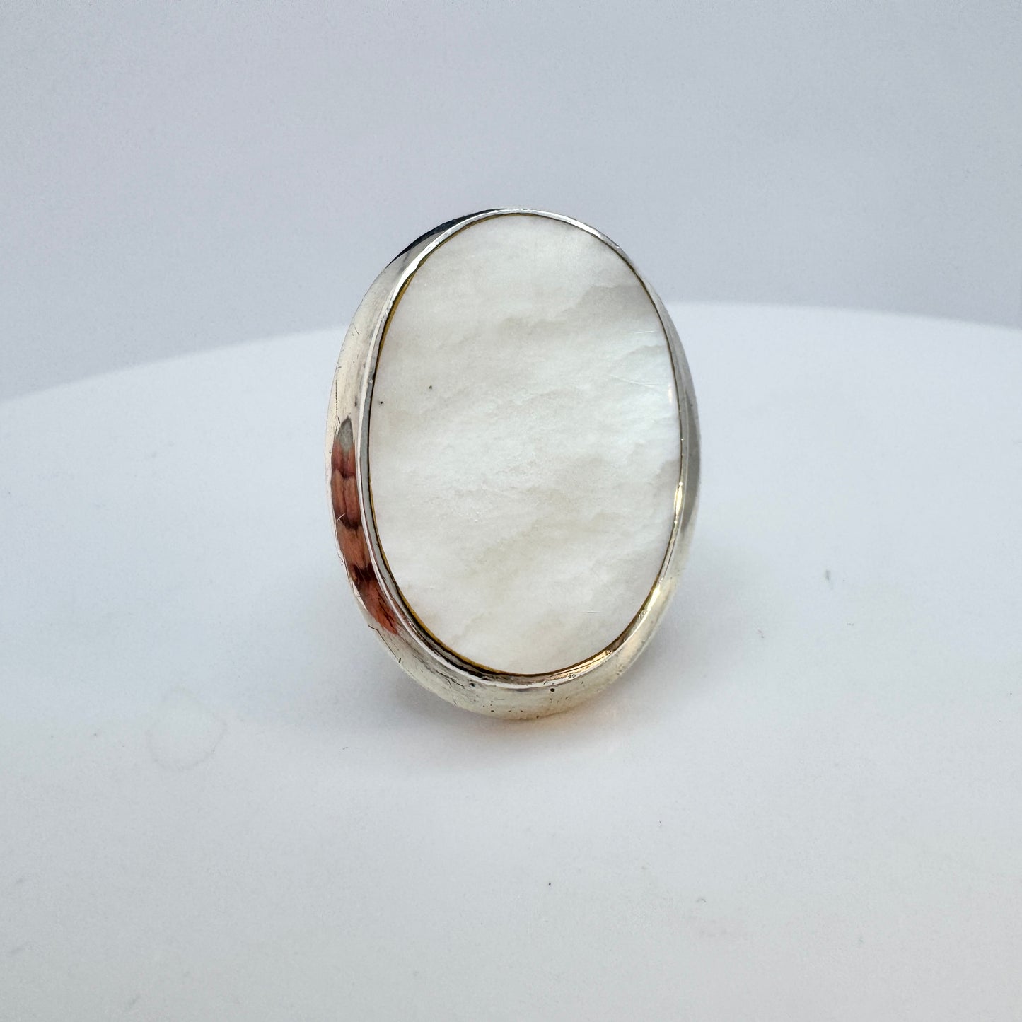 Bold Sterling Silver Mother of Pearl Ring.