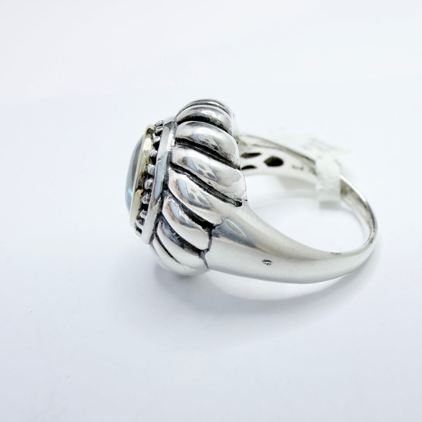 Sterling Silver 18k Gold Detail Topaz Ring.