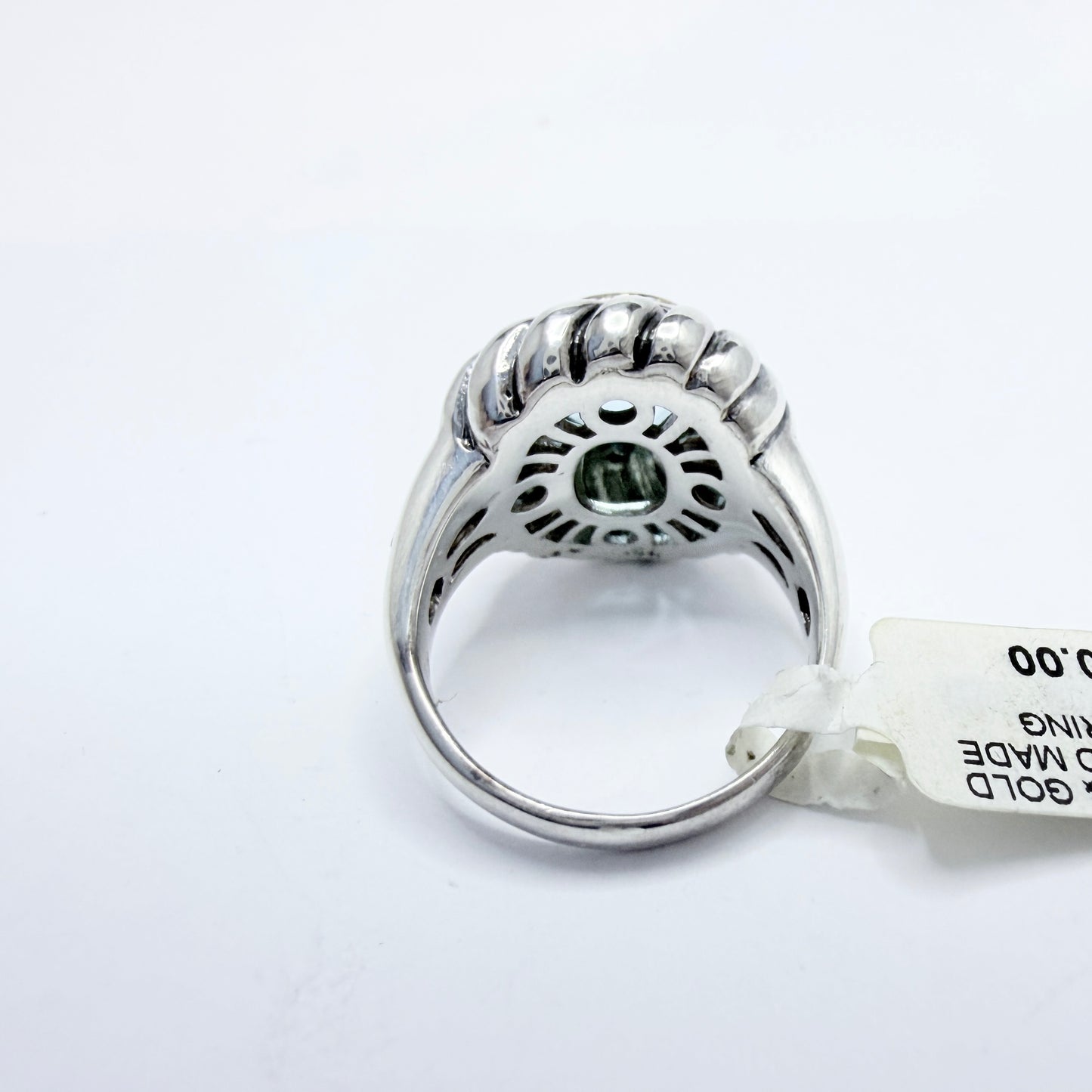 Sterling Silver 18k Gold Detail Topaz Ring.