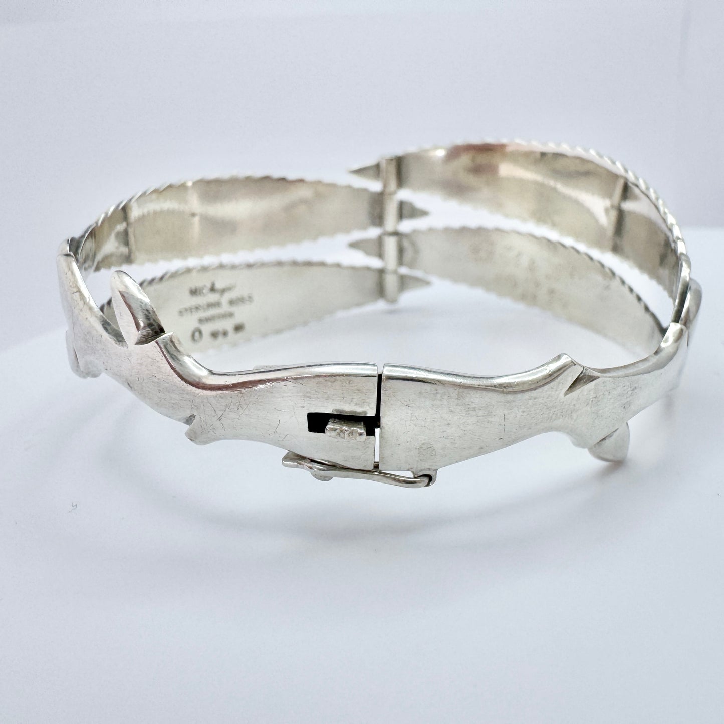 Gertrud Engel for Michelsen, Sweden 1956. Vintage Sterling Silver Hinged Bracelet.