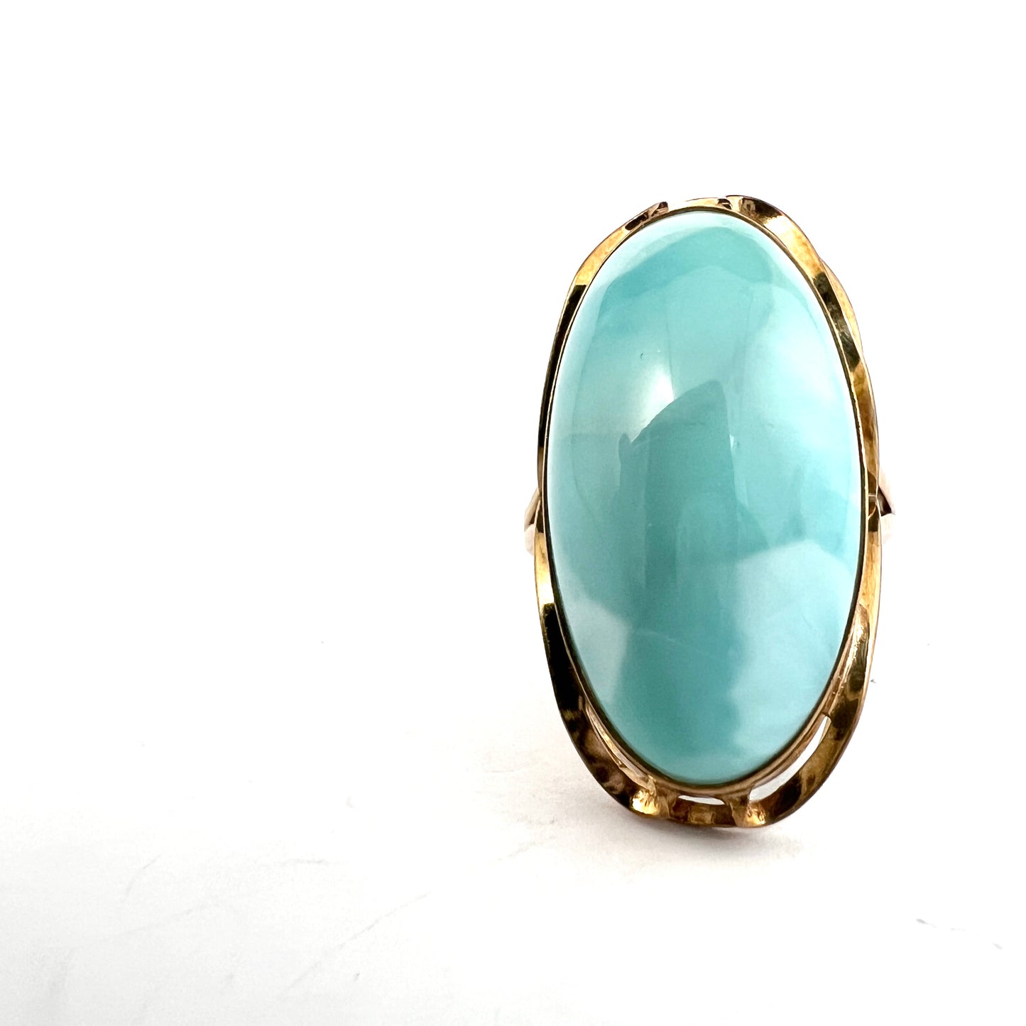 Vintage 8k Gold Larimar Cocktail Ring.