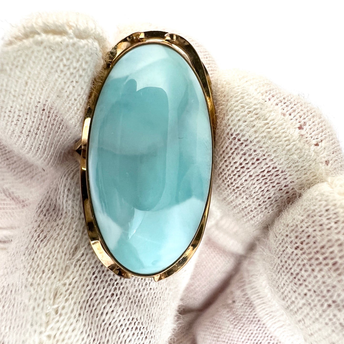 Vintage 8k Gold Larimar Cocktail Ring.