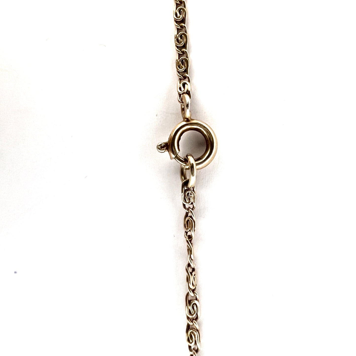 Early 1900s Bohemian Garnet Seed Pearl Pendant Solid Silver Chain.