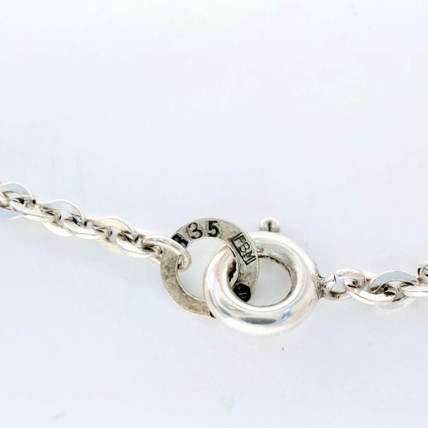 Germany 1930-40s. Vintage Solid Silver Pendant Long Chain Necklace.