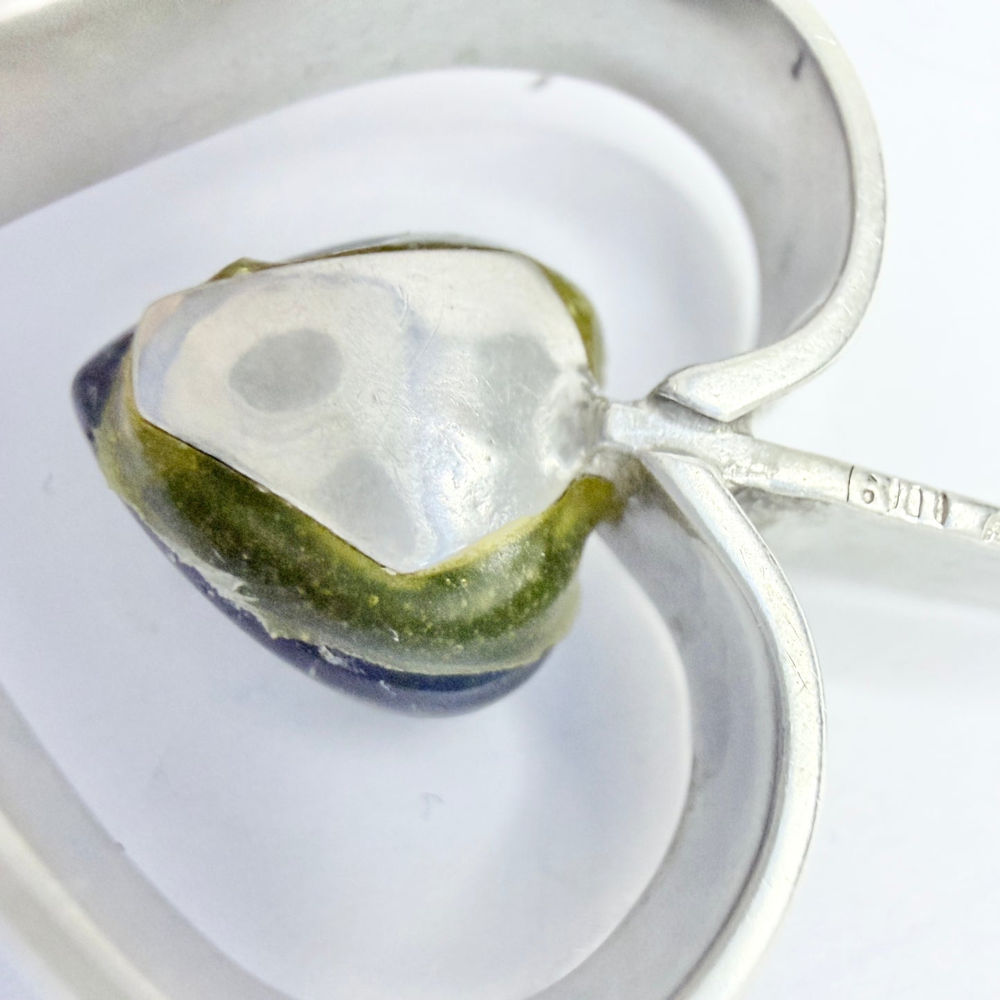 Victor Janson, Sweden year 1970. Vintage Solid Silver Bergslagen-stone Heart Pendant.