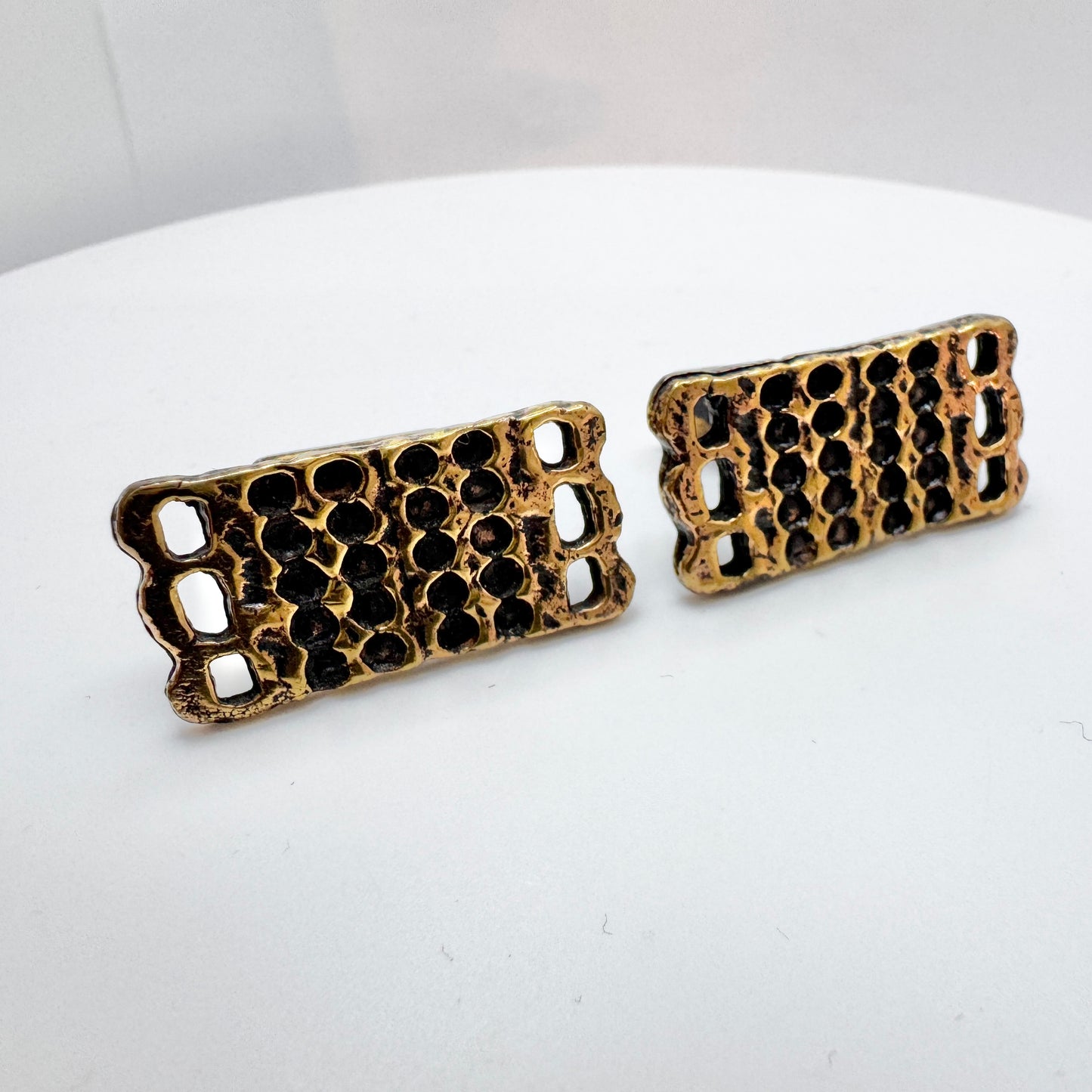 Pentti Sarpaneva, Finland 1970s. Large Vintage Bronze Cufflinks.