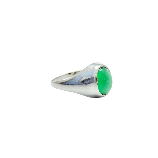G Kaplan, Sweden ca 1960. Vintage Solid Silver Chrysoprase Ring.