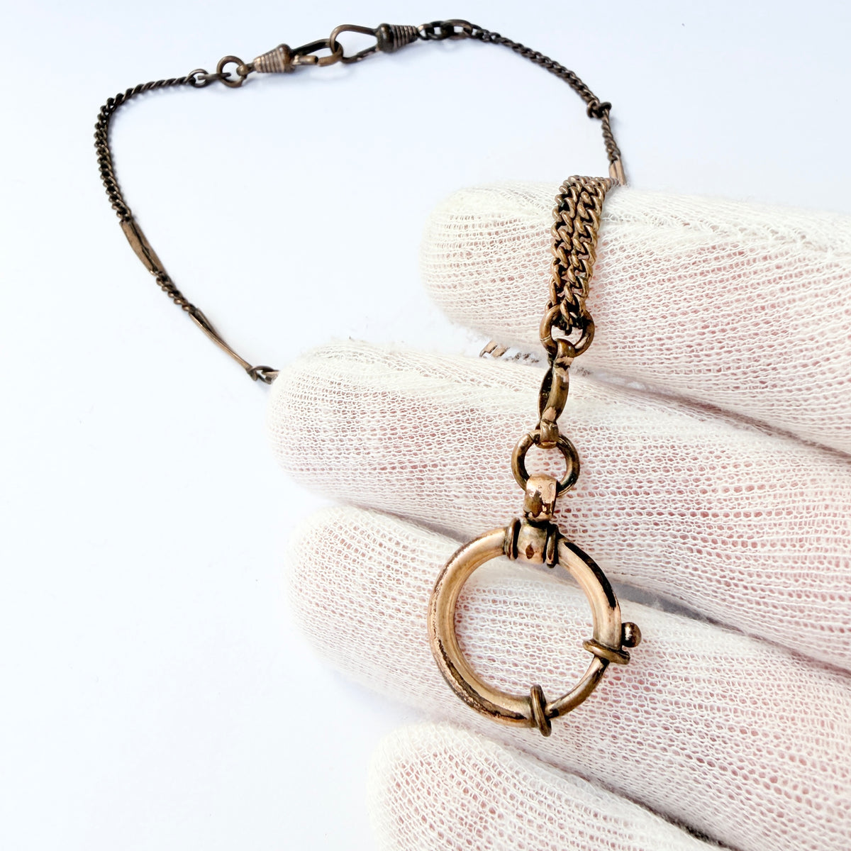 Antique Gold Doublé Watch Chain in Necklace Length.