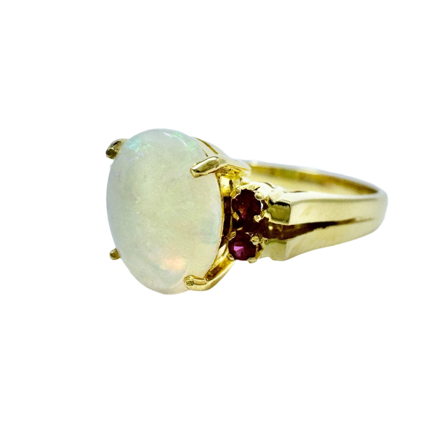 Vintage 18k Gold Opal Ruby Ring.