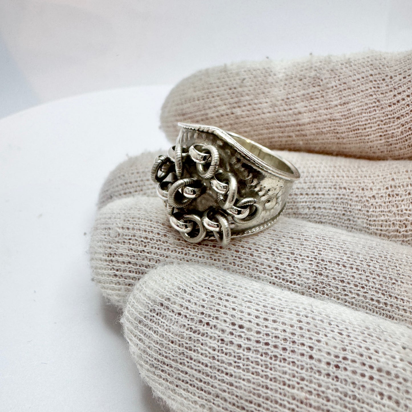 A. Andersson, Sweden. Vintage Sterling Silver Sami / Laplander Ring.