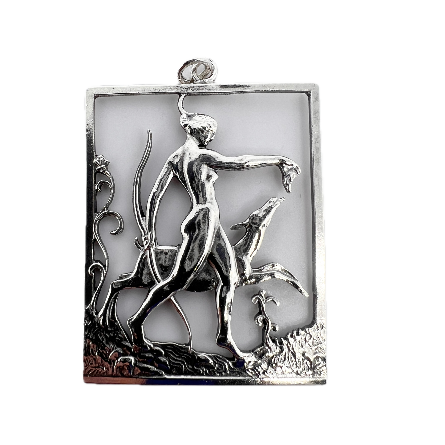 Tore Strindberg for Sporrong, Sweden 1946. Sterling Silver Godess Diana Pendant. Signed