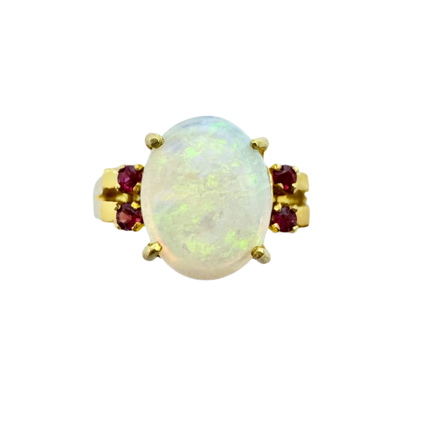 Vintage 18k Gold Opal Ruby Ring.