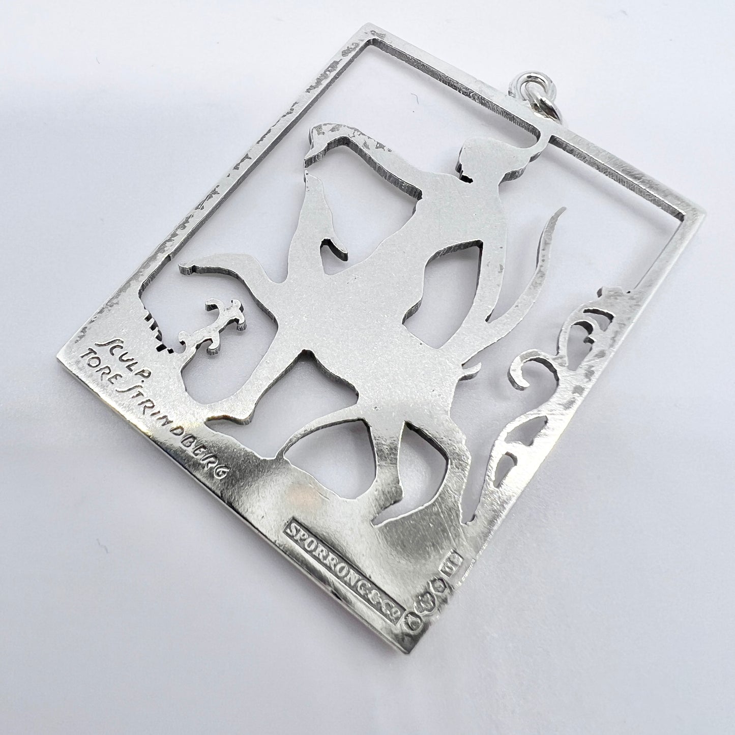 Tore Strindberg for Sporrong, Sweden 1946. Sterling Silver Godess Diana Pendant. Signed