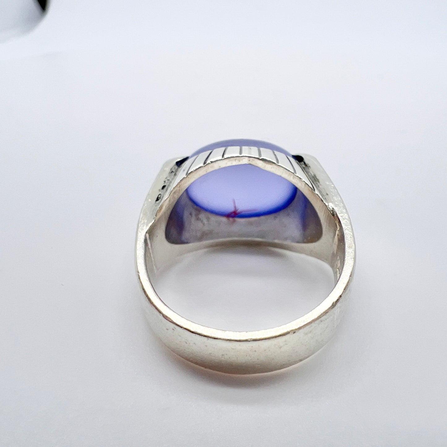 Carlman, Sweden 1961. Vintage Mid-century Modern Sterling Silver Chalcedony Ring.