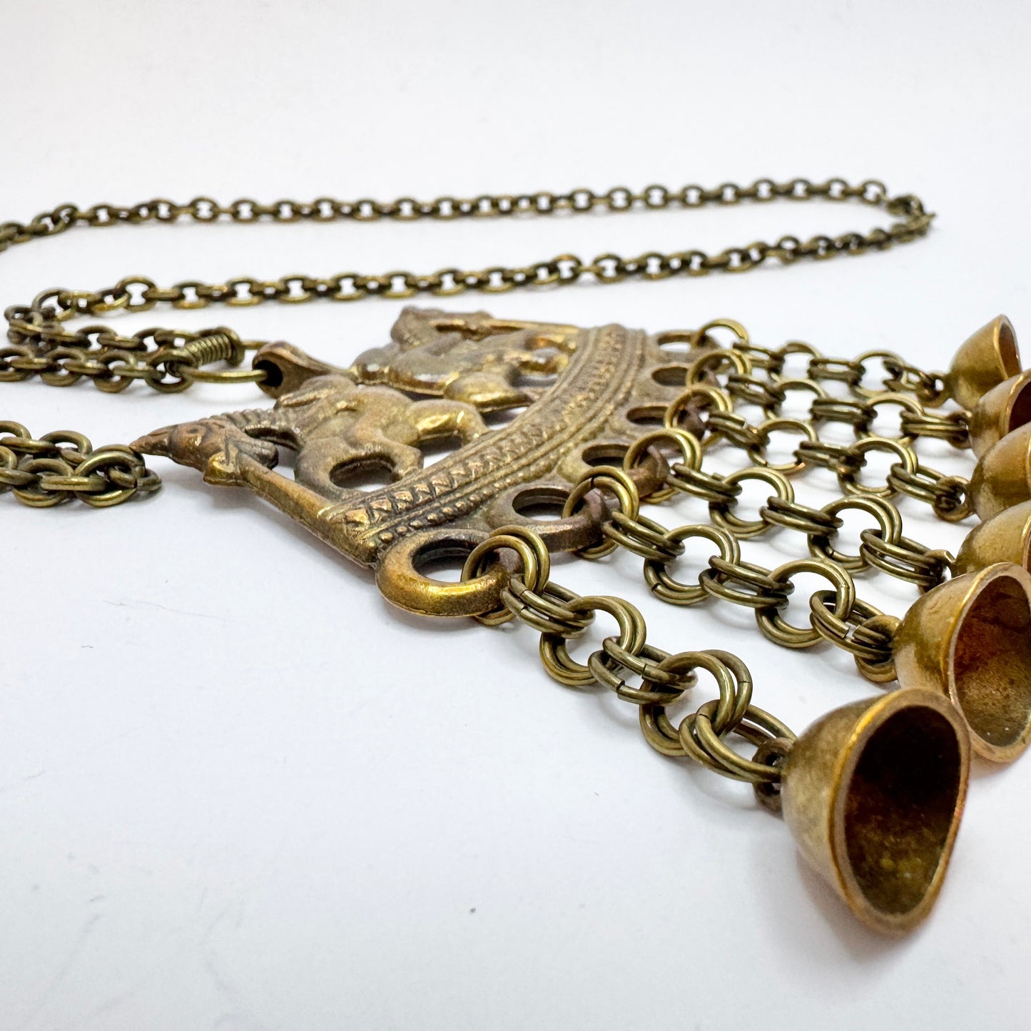 Kalevala Koru, Finland. Very Large Vintage Bronze Pendant Necklace. God's Horses.