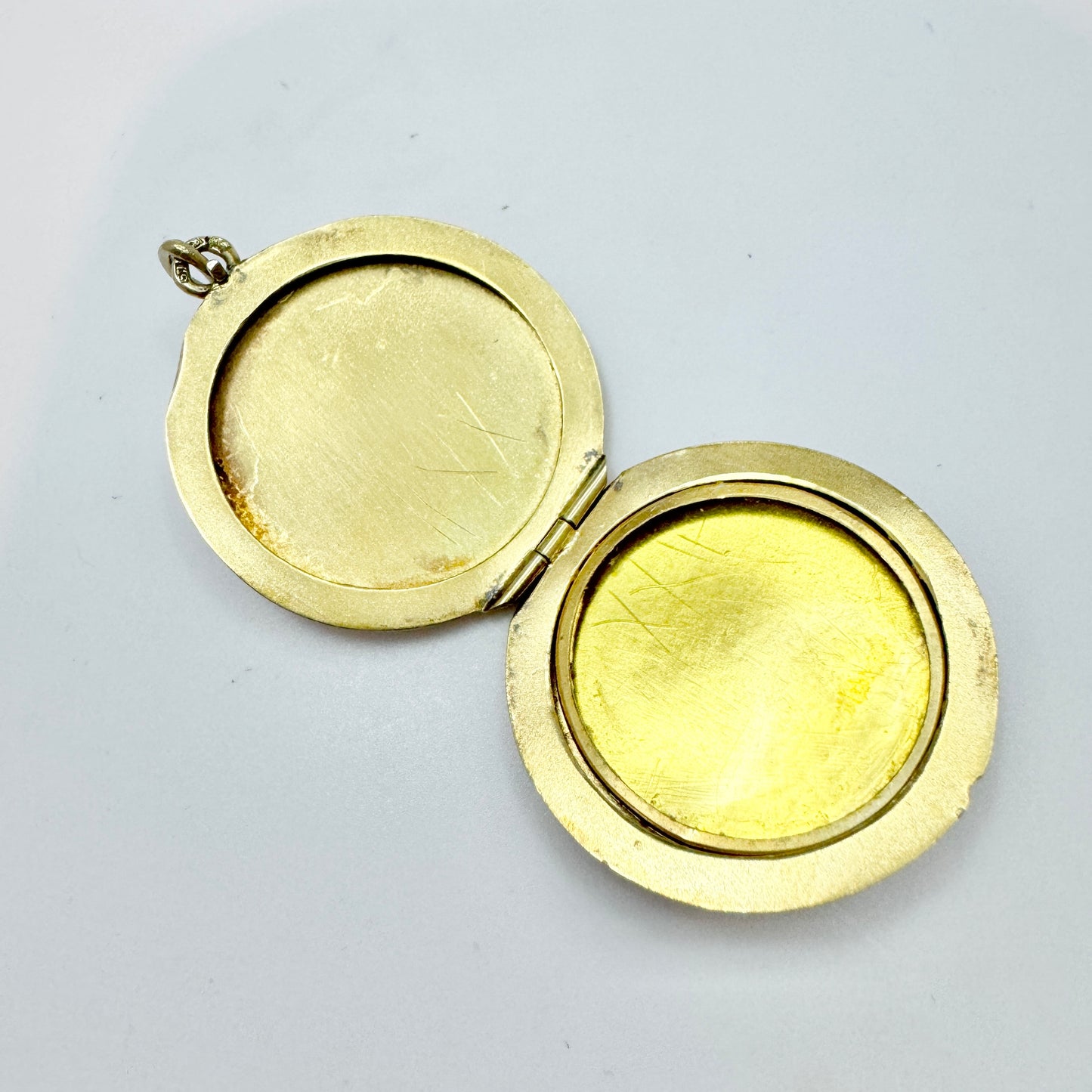 S Jacobsen, Denmark c 1940-50s. Gilt Solid Silver Locket Pendant. "Elsa"