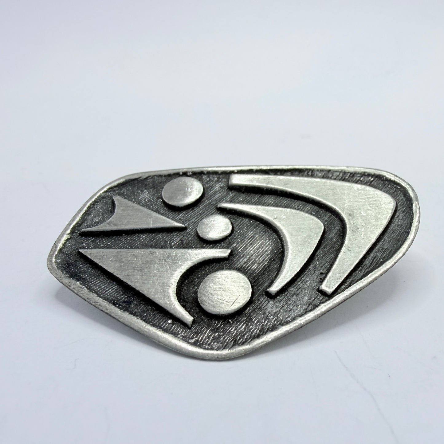 Erik Fransson, Sweden 1961. Vintage Mid-century Modern Pewter Brooch.