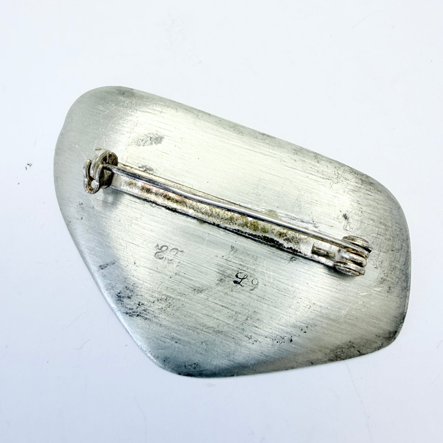 Erik Fransson, Sweden 1961. Vintage Mid-century Modern Pewter Brooch.