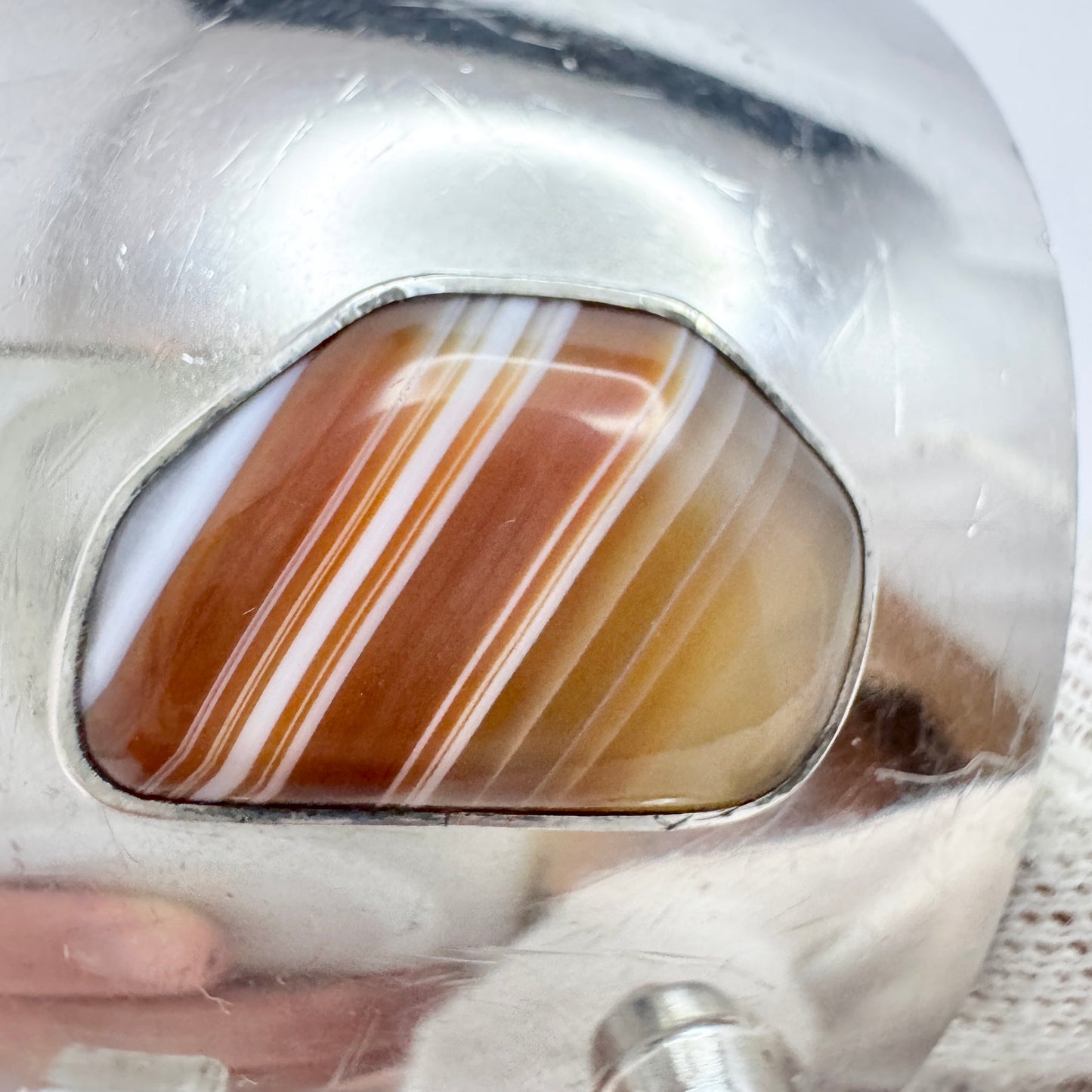 Torsten Mähl, Sweden 1957. Vintage Sterling Silver Agate Moonstone Chrysoprase Cuff Bracelet.