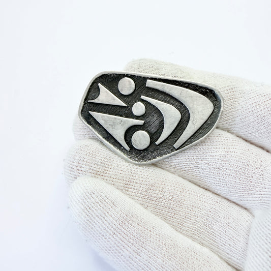Erik Fransson, Sweden 1961. Vintage Mid-century Modern Pewter Brooch.