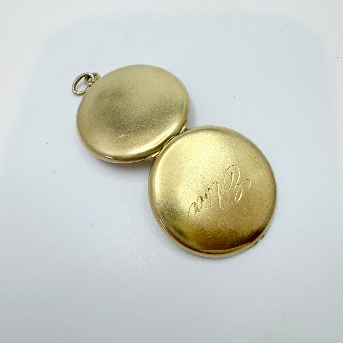 S Jacobsen, Denmark c 1940-50s. Gilt Solid Silver Locket Pendant. "Elsa"