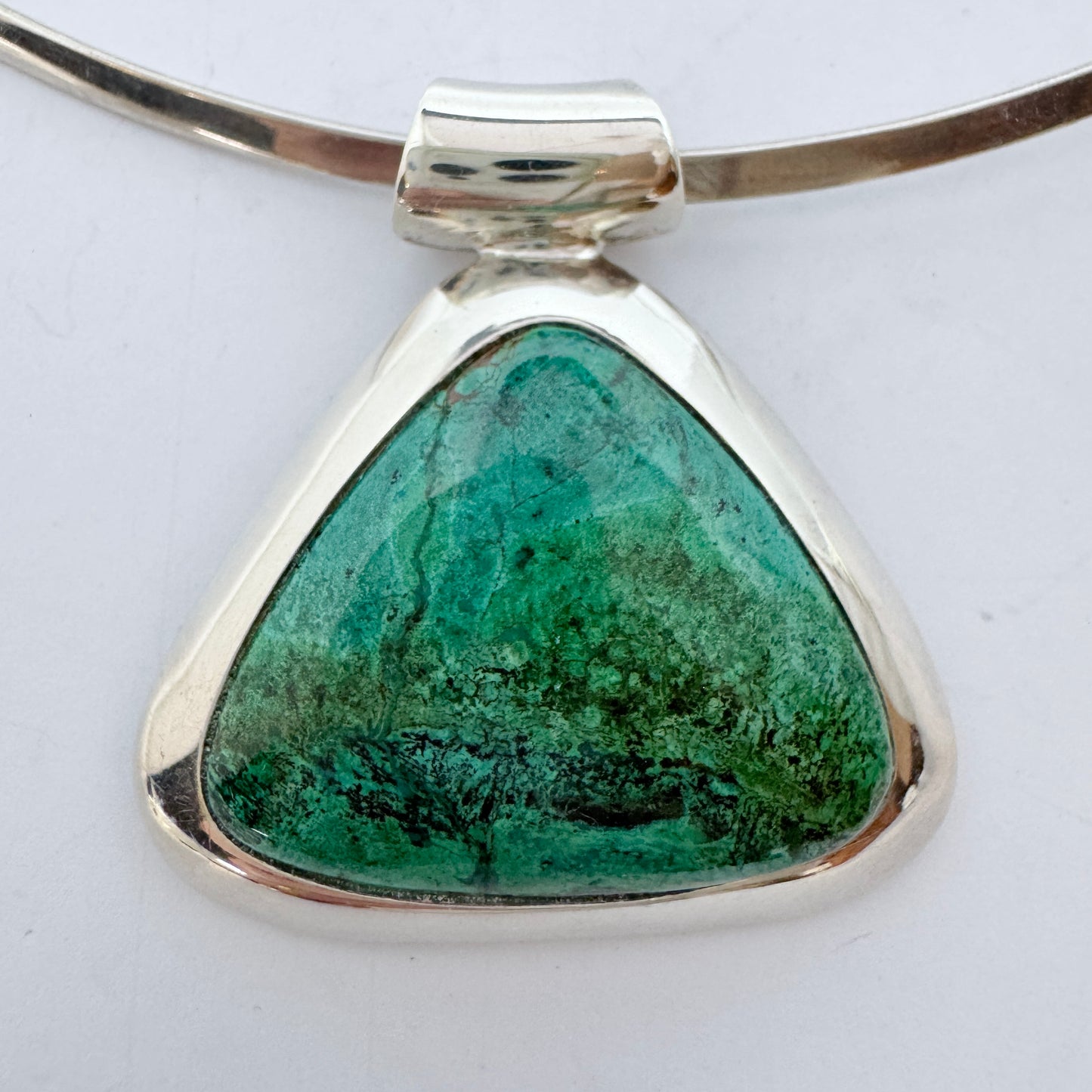 Vintage 950 Sterling Silver Eilat Stone Pendant Necklace.