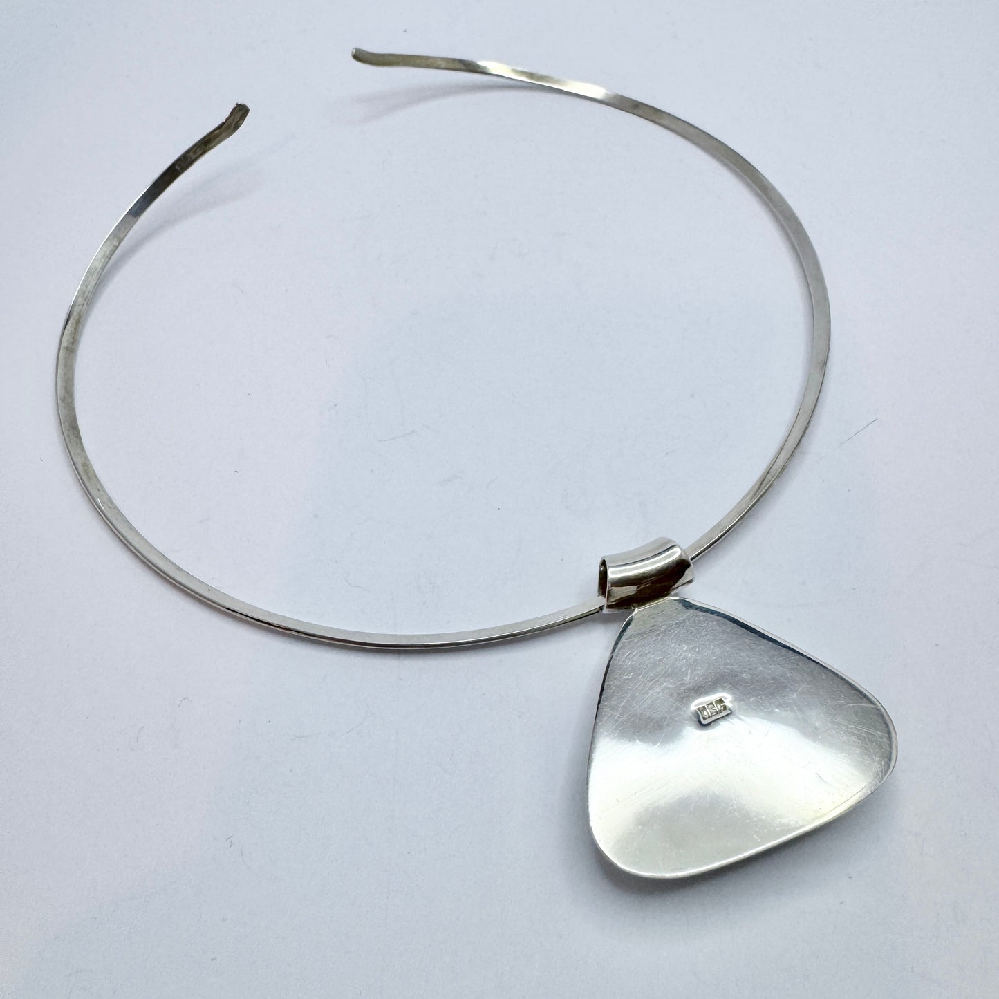 Vintage 950 Sterling Silver Eilat Stone Pendant Necklace.