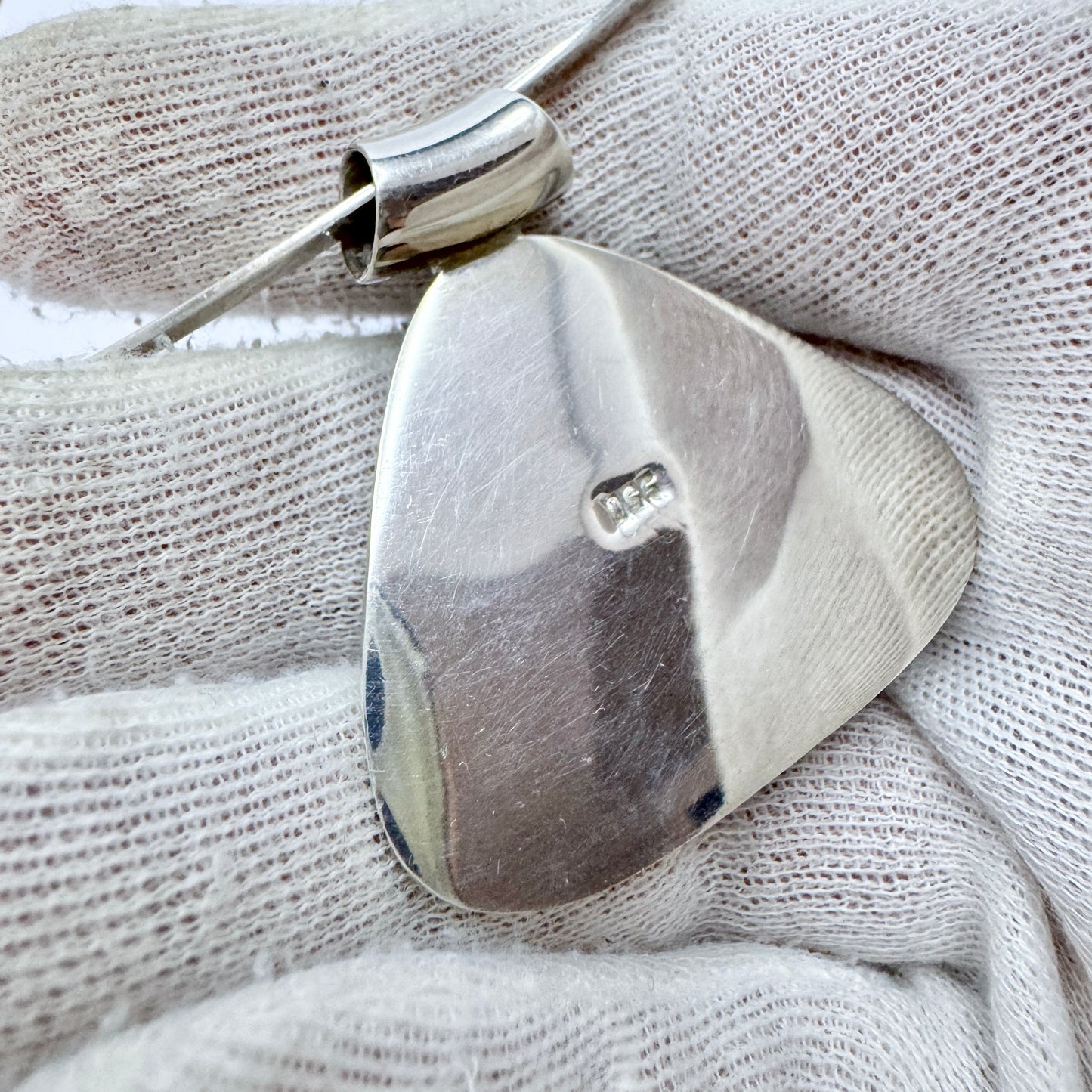 Vintage 950 Sterling Silver Eilat Stone Pendant Necklace.