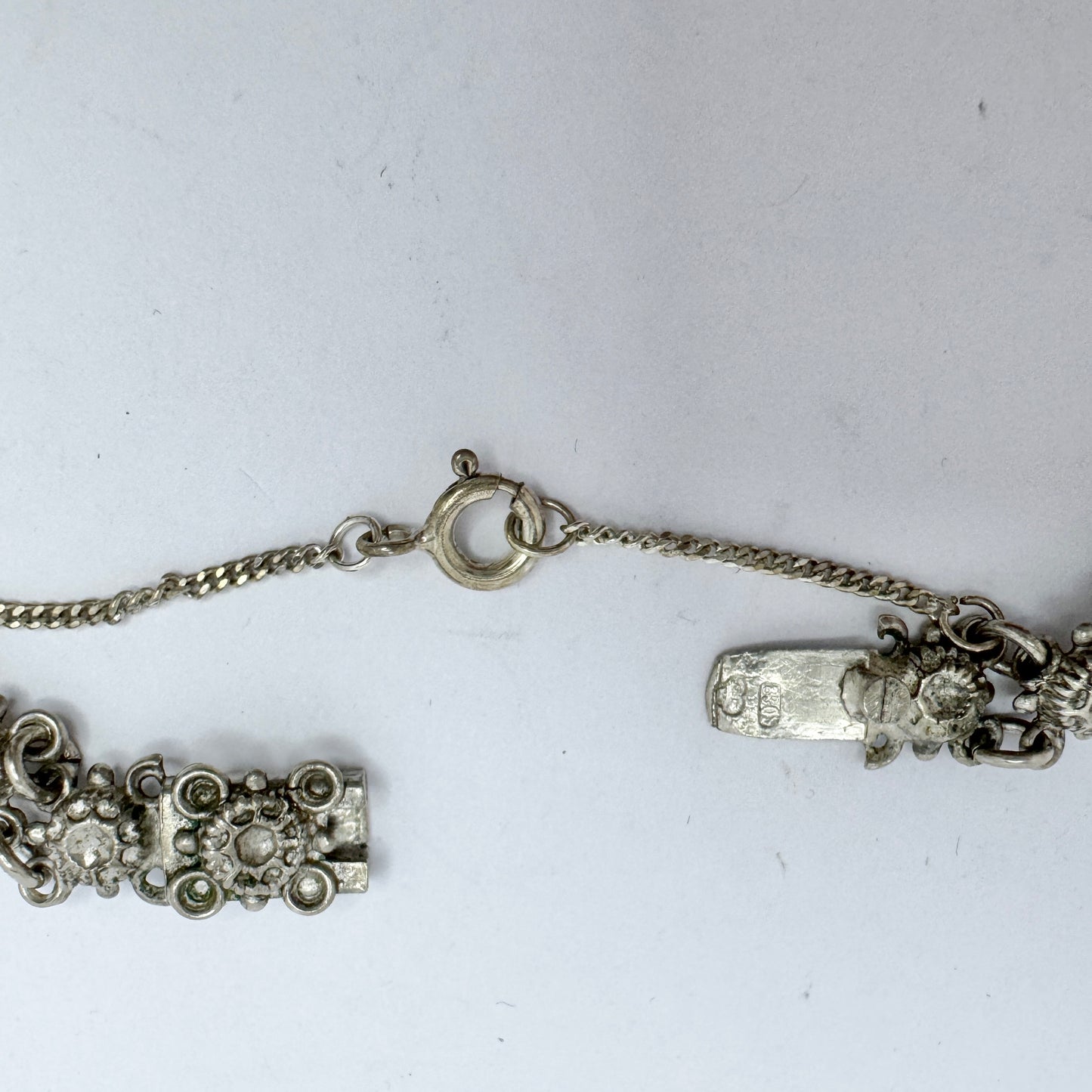 Sweden early 1900s. Solid Silver Fringe Necklace.