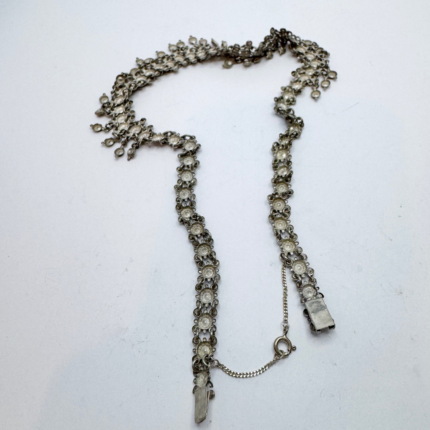 Sweden early 1900s. Solid Silver Fringe Necklace.