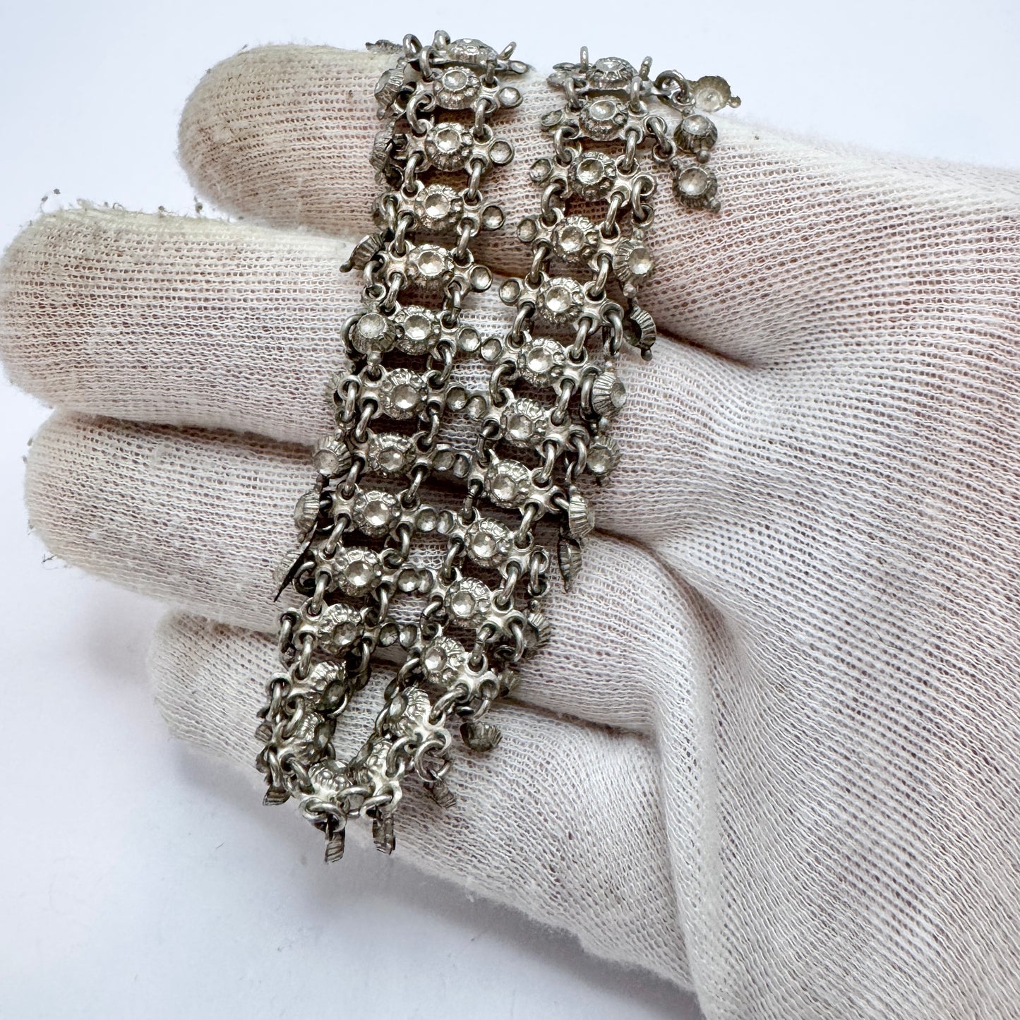 Sweden early 1900s. Solid Silver Fringe Necklace.