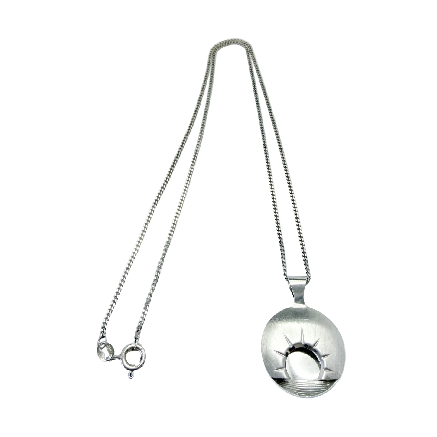 Arktis-Smedjan, Swden. Vintage Sterling Silver Midnight Sun Pendant Necklace.