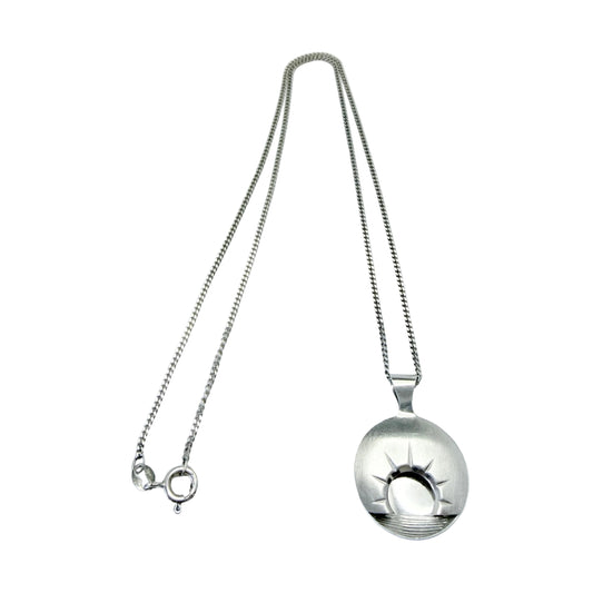 Arktis-Smedjan, Swden. Vintage Sterling Silver Midnight Sun Pendant Necklace.