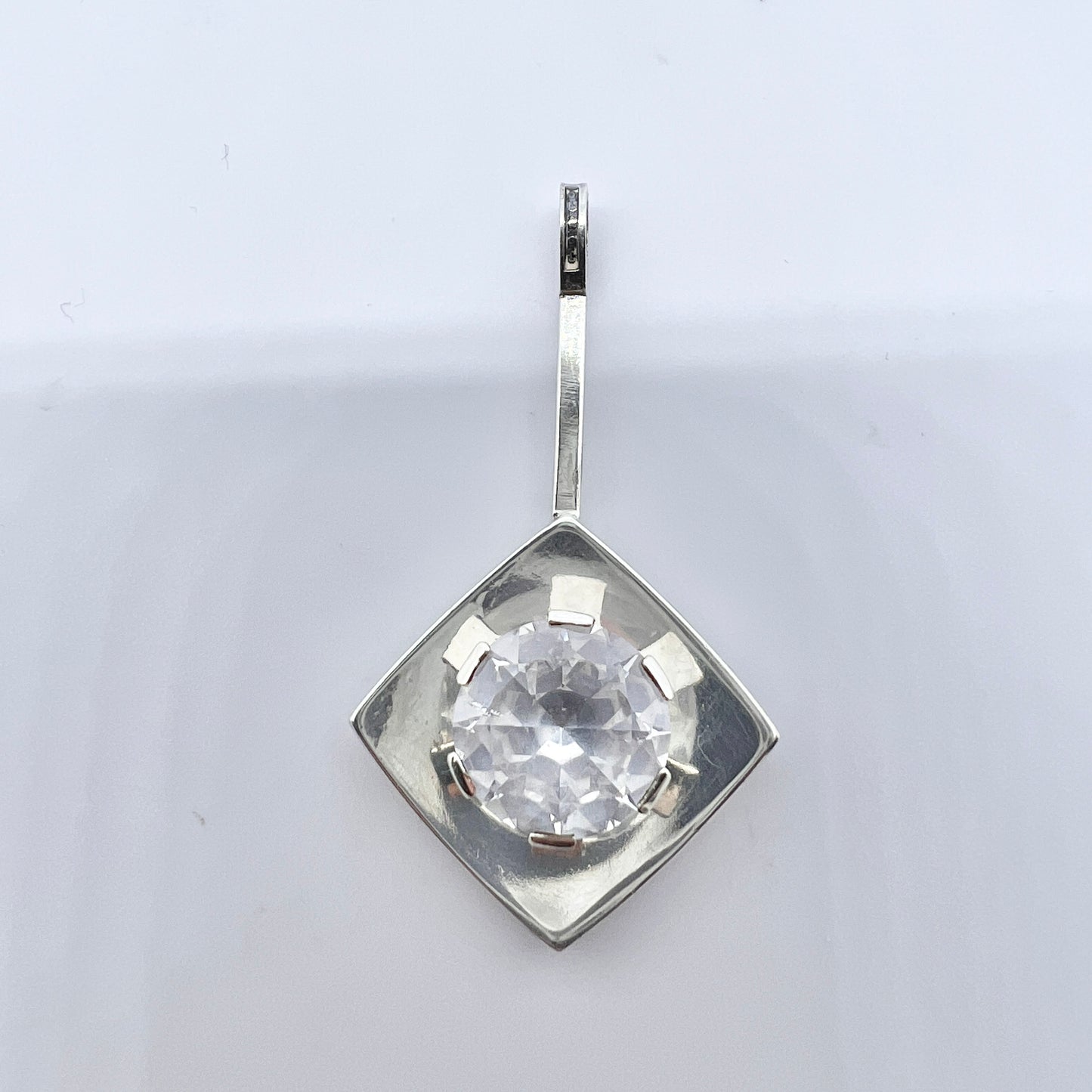 G Dahlgren, Sweden 1968. Vintage Sterling Silver Rock Crystal Pendant.