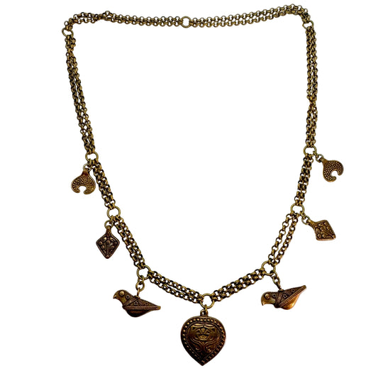 Kalevala Koru, Finland. Bold Vintage Multi-pendant Bronze Necklace. The Treasure Chain