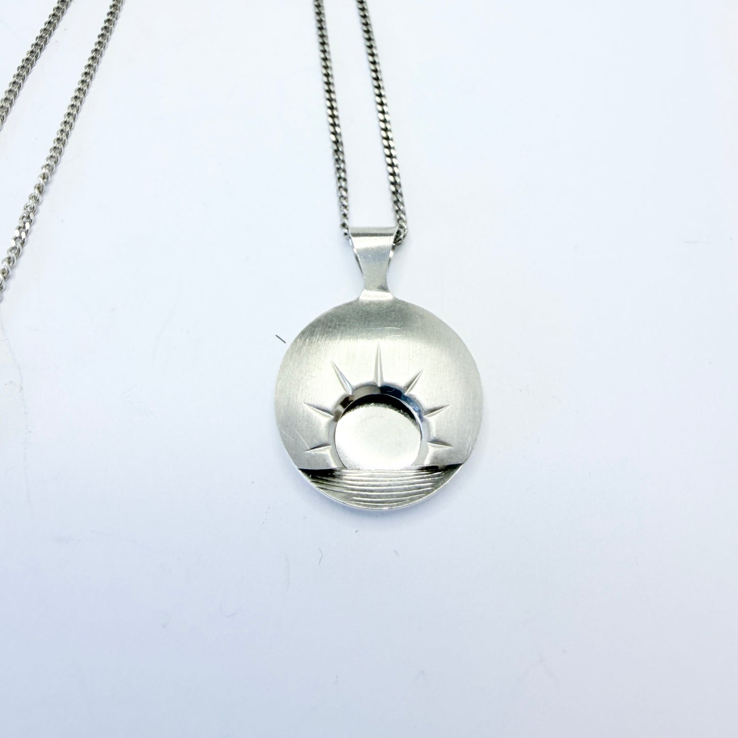 Arktis-Smedjan, Swden. Vintage Sterling Silver Midnight Sun Pendant Necklace.