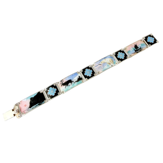 H. C. Østrem, Norway. Vintage Sterling Silver Enamel Children Size Bracelet.