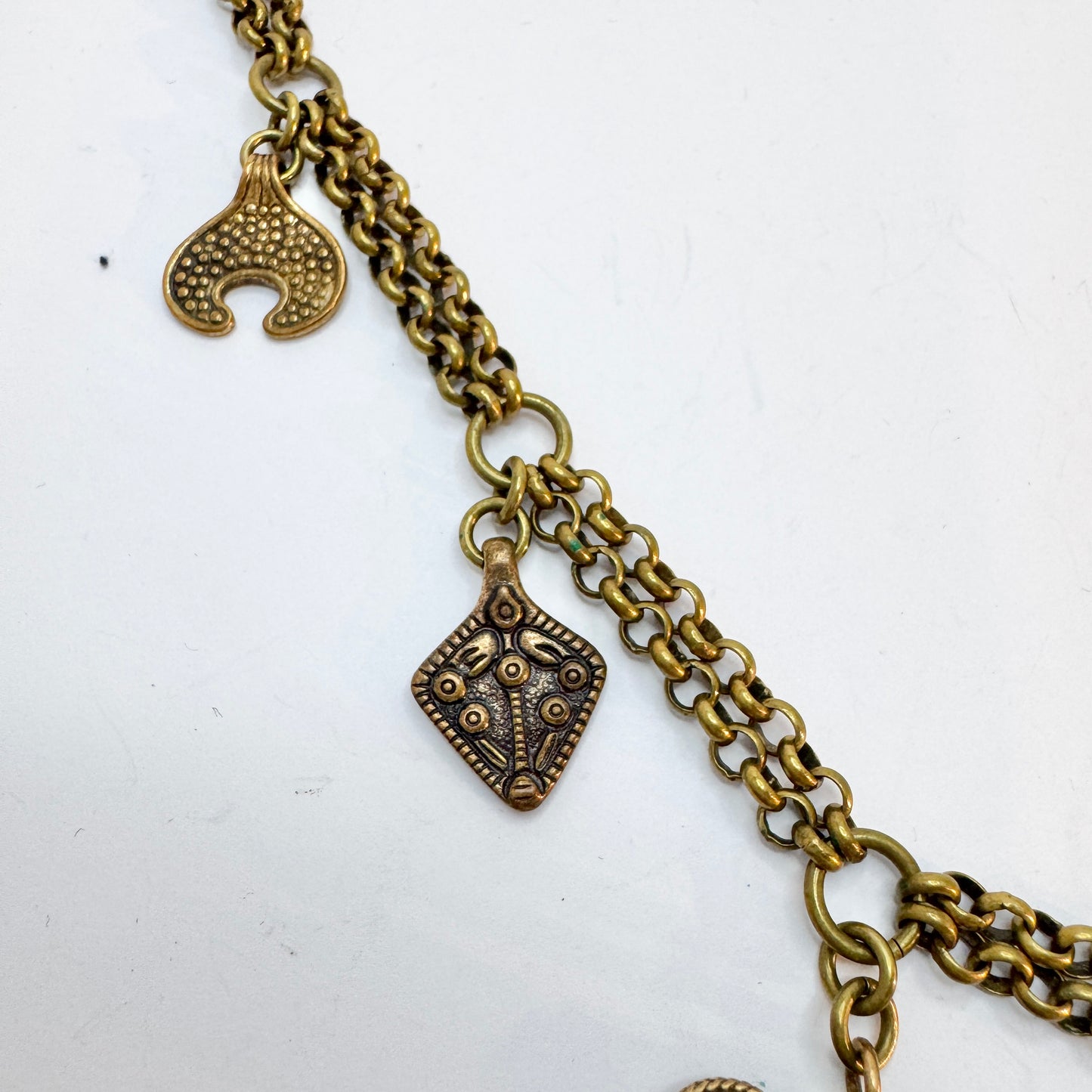 Kalevala Koru, Finland. Bold Vintage Multi-pendant Bronze Necklace. The Treasure Chain