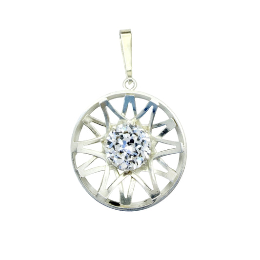 Salovaara, Finland year 1970. Vintage Solid Silver Rock Crystal Pendant.