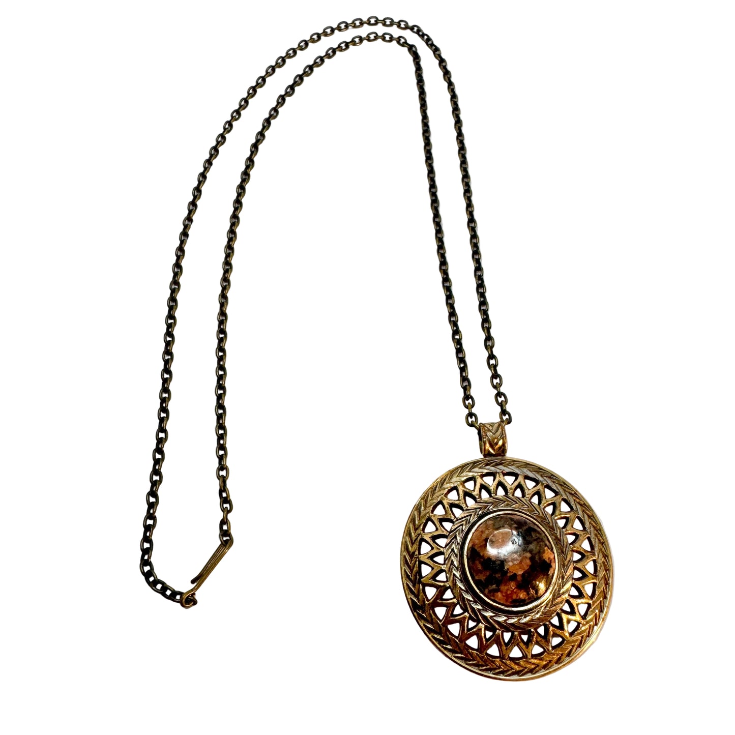 Kalevala Koru, Finland. Vintage Bronze Granite Pendant Necklace.